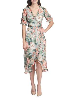 Kensie Dresses Floral Midi Wrap Dress
