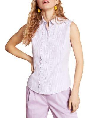 Brooks Brothers Red Fleece Striped Cotton Poplin Blouse