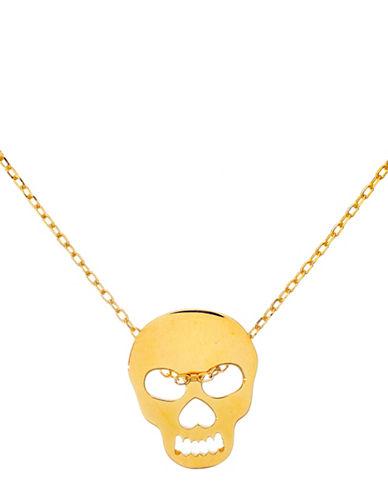 Lord & Taylor Sterling Silver And 18k Gold Skull Pendant Necklace