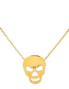 Lord & Taylor Sterling Silver And 18k Gold Skull Pendant Necklace