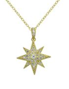 Lord & Taylor Cubic Zirconia And Sterling Silver Goldtone Starburst Pendant Necklace