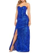 Quiz Sequin Split Front Strapless Gown