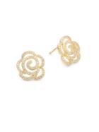 Nadri Cubic Zirconia Rose Stud Earrings- Gold