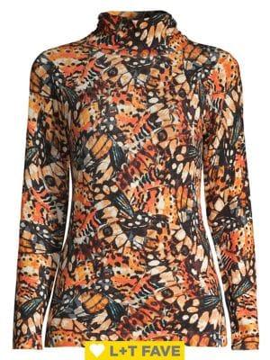 Context Butterfly-print Turtleneck Top