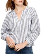 Lucky Brand Stripe Eyelet Cotton Button-down Shirt