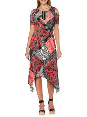 Rafaella Cold-shoulder Printed Maxi Dress