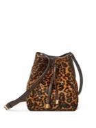 Lauren Ralph Lauren Leopard Debby Ii Calf Hair And Leather Drawstring Bag