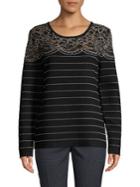 Karl Lagerfeld Paris Striped Lace Sweater