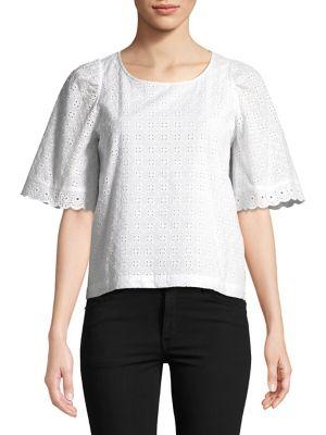 Highline Collective Eyelet Puff-sleeve Cotton Top