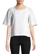 Highline Collective Eyelet Puff-sleeve Cotton Top