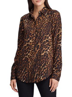 Lauren Ralph Lauren Petite Print Crepe Shirt
