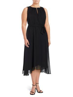 Tahari Arthur S. Levine Plus Halter Self-tie Midi Dress