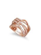 Levian Diamond And 14k Strawberry Gold Gladiator Weave Ring