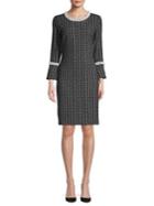 Karl Lagerfeld Paris Emebellished Window Pane Sheath Dress