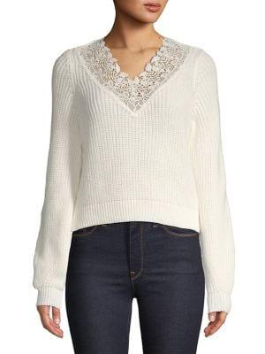 Miss Selfridge Crochet Lace Trim Pullover