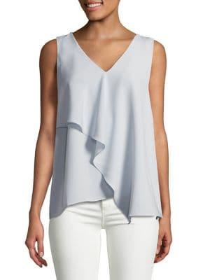 H Halston Sleeveless Drape Front Top