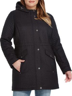 Weatherproof Plus Hooded Quilted Walker Jacket