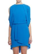 Halston Heritage Short Sleeve Crepe Open-back Dress