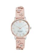 Kate Spade New York Metro Three-hand Floral Leather Watch