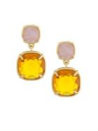 Laundry By Shelli Segal Cushion Mother-of-pearl And Crystal Double Drop Earrings