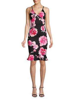 Quiz Ruffled Floral Sleeveless Dress