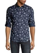 Perry Ellis Slim-fit Printed Stretch Roll-tab Shirt