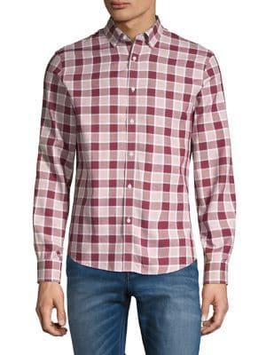 Black Brown Plaid Oxford Button-down Shirt