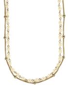 Anne Klein Goldtone And Cream Pearl Double Strand Necklace