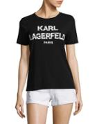 Karl Lagerfeld Paris Lace Karl Crewneck Tee