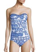 Tommy Bahama Strapless Stamped Medallion One Piece