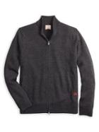 Brooks Brothers Red Fleece Wool Zip-front Baseball Sweater