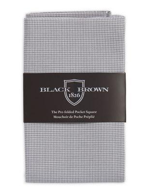 Black Brown Mini Houndstooth Cotton Pocket Square