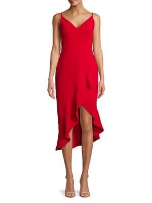 Xscape Petite Ruffled Asymmetrical Sheath Dress