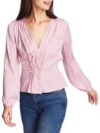 1.state Pleated Long-sleeve Smocked Top