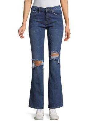 Free People Distressed Wide-leg Jeans