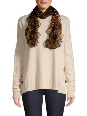Lauren Ralph Lauren Leopard-print Silk Chiffon Ruffle Scarf