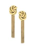 Etienne Aigner Golden Wheat Chain Knot Tassel Drop Earrings