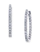 Effy Pave Classica Diamond And 14k White Gold Hoop Earrings, 0.56 Tcw
