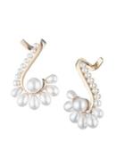 Carolee Goldtone Faux-pearl Fan Earrings