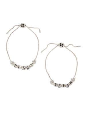 Bcbgeneration Peace & Dream 2-piece Silvertone & Crystal Friendship Bracelet Set