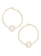 Chan Luu 8-9mm Baroque Akoya Cultured Freshwater Pearl And Sterling Silver Hoop Earrings
