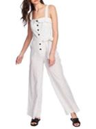 1.state Striped Button Front Tie Jumpsuit