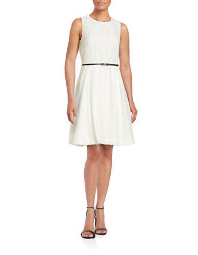 Calvin Klein Chrochet-overlay Fit-and-flare Dress