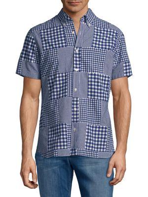 Brooks Brothers Red Fleece Cotton Madras Gingham Patchwork Button-down Shirt