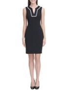 Tommy Hilfiger Ric Rac Trim Crepe Sheath Dress