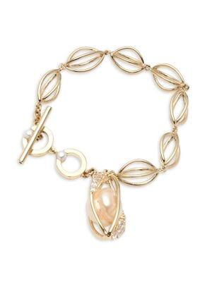 Carolee Starstruck 4-12mm Pearl And Crystal Single-row Flex Bracelet
