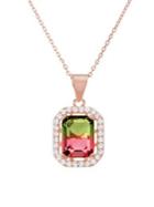 Lord & Taylor Rose Goldplated Sterling Silver And Multicolored Cubic Zirconia Halo Pendant Necklace