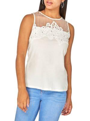 Dorothy Perkins Embroidered Mesh Cotton Top