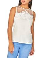 Dorothy Perkins Embroidered Mesh Cotton Top