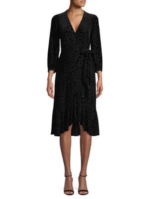 Calvin Klein Printed Velvet Wrap Dress